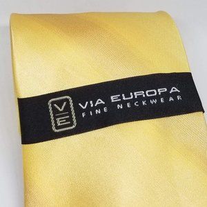 Mens Via Europa Gold 100% Silk Tie